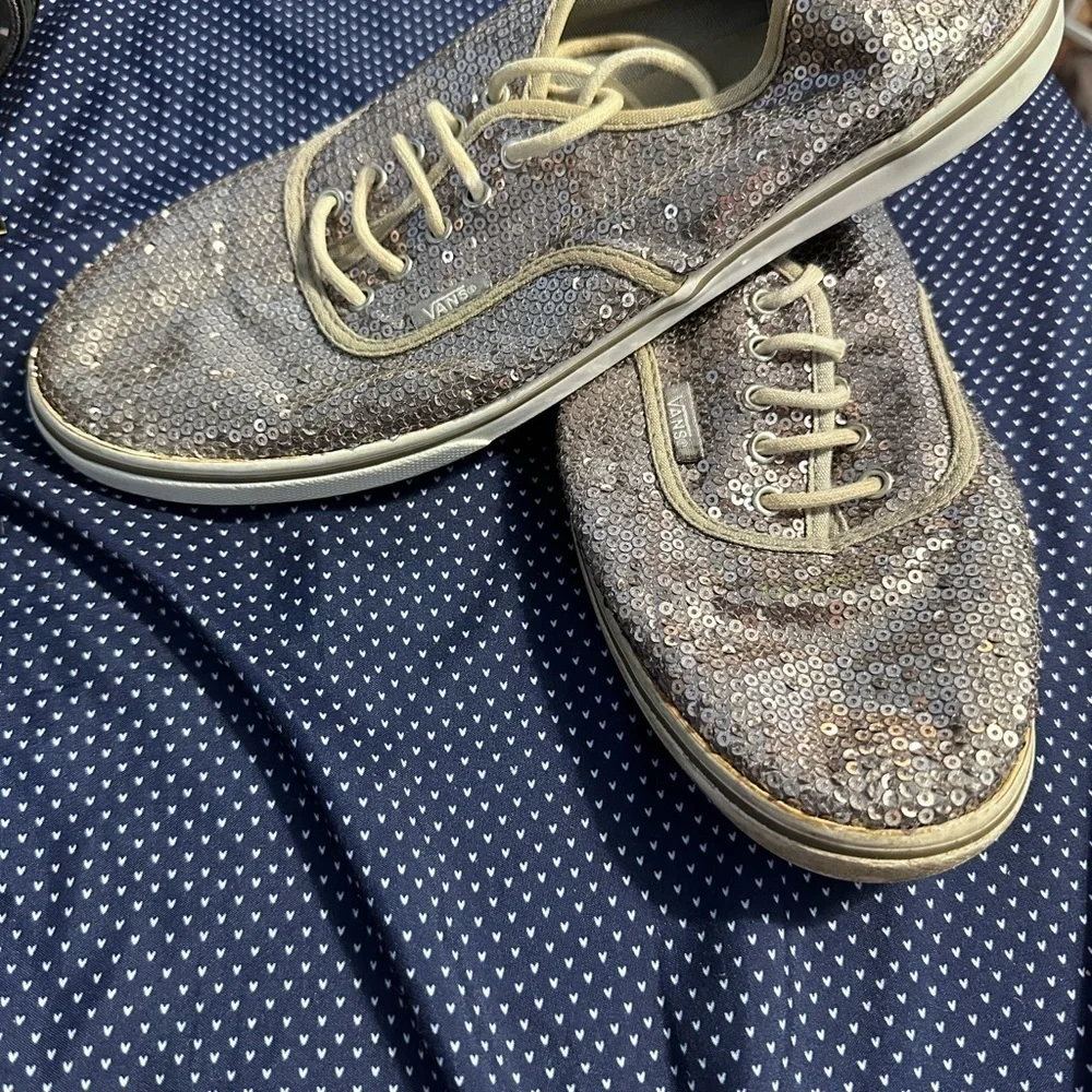 Vans Silver Sneakers with Shimmery Canvas